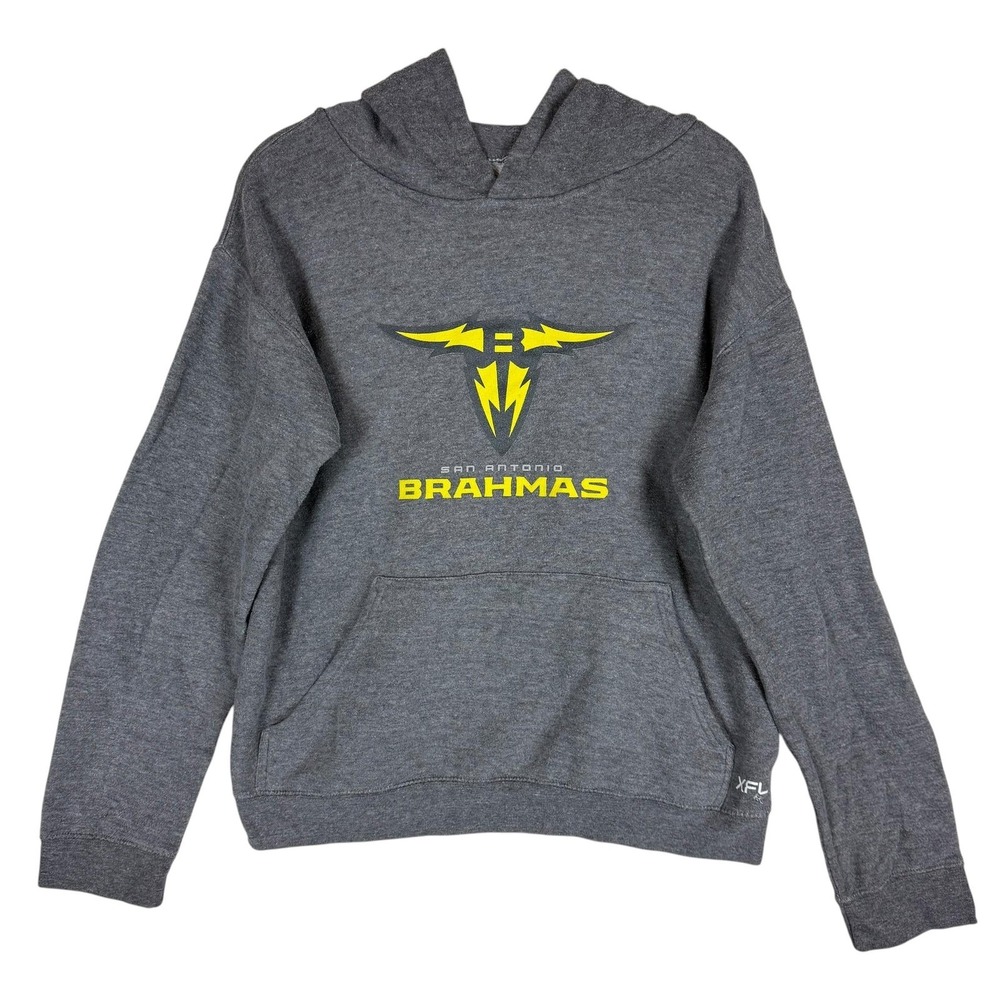San Antonio‎ Brahmas Sweatshirt Boys XL Gray XFL Football XFL Fleece Hoodie
